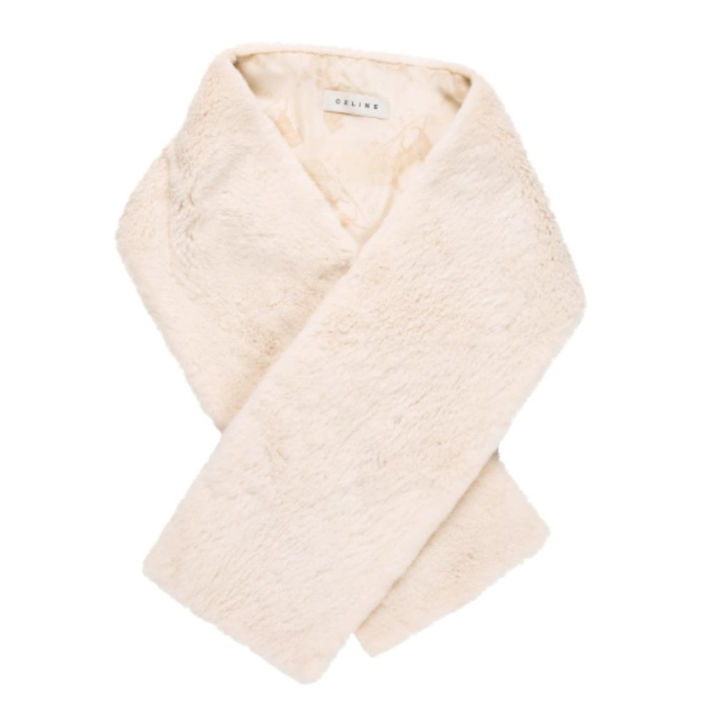 Vintage Celine Fur Woven Stole logo lining